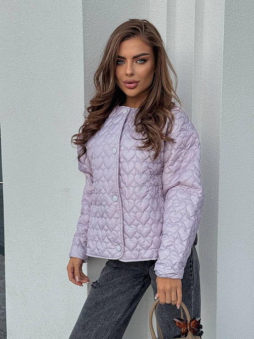 Жіноча повсякденна куртка з сердечками на кнопках плащівка Лаке на силіконі Сірий Одеса - фото 7