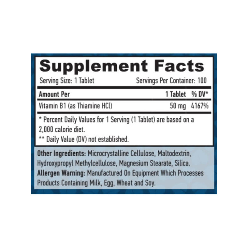 Вітамін B1 Haya Labs Vitamin B-1 Thiamine 50mg 100 tabs Луцьк - фото 2