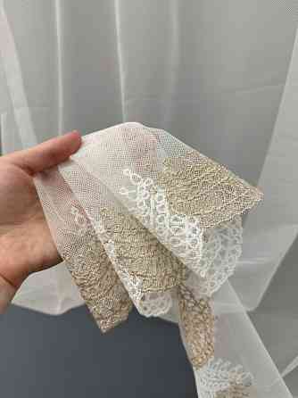 Тюль "Грек-сітка" з вишивкою колір молочний з золотистим 1462т Київ