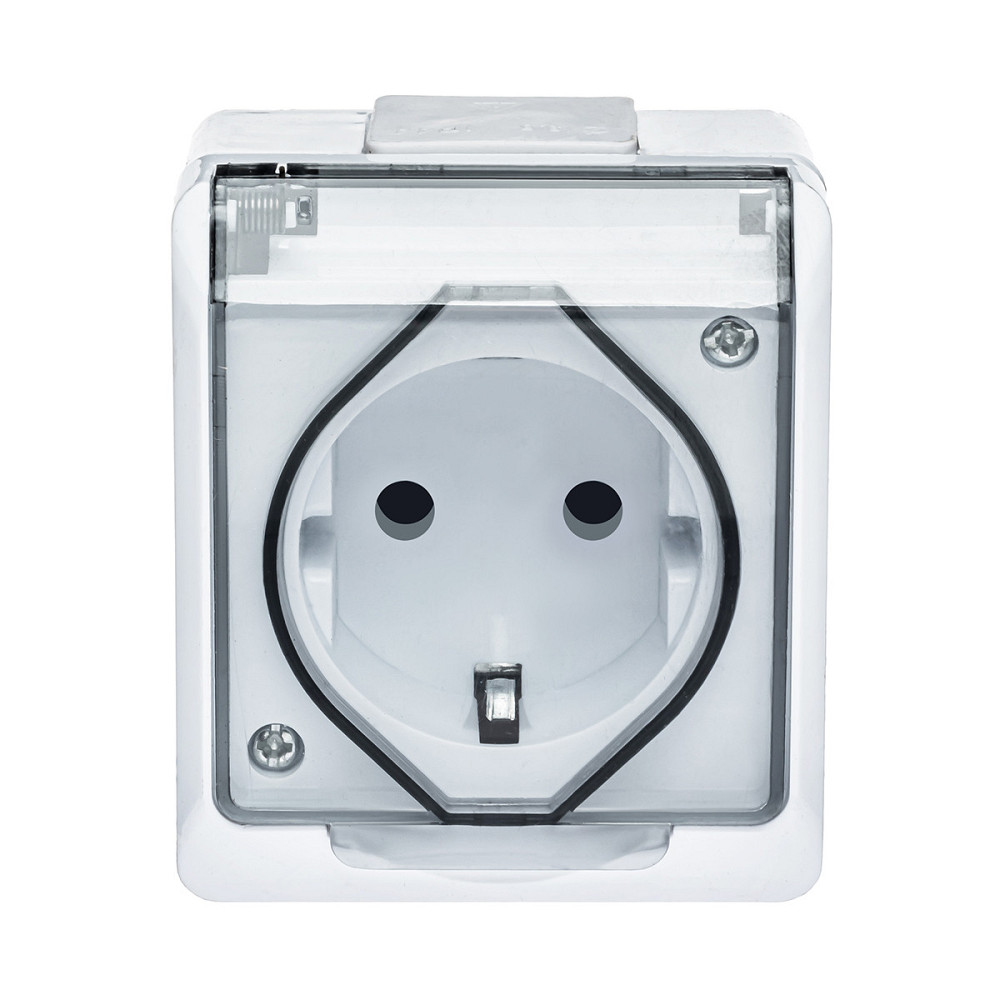Розетка с заземлением с прозрачной крышкой, закрытый 16А-220V Днепр - изображение 1