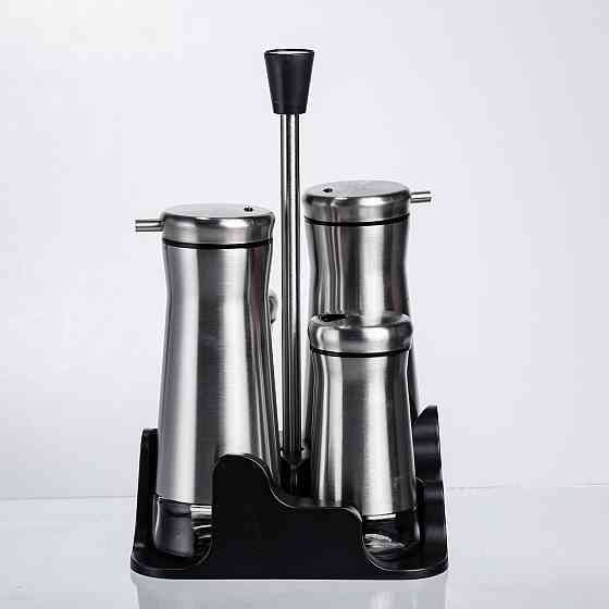 Набір баночок для спецій та рідких текстур 4 предмети на підставці, сталь HP-1346 Київ