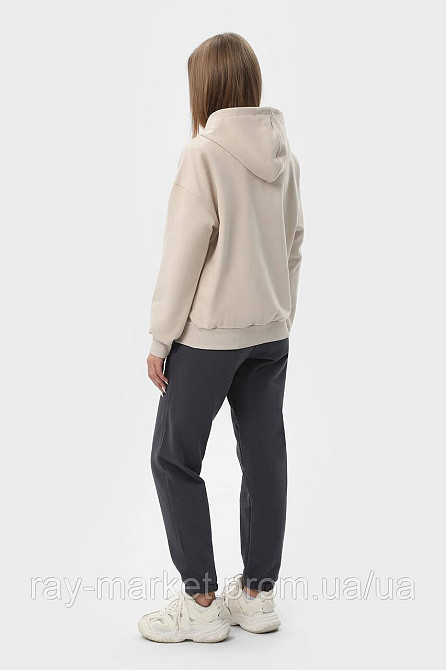 Костюм женский худи на молнии бежевый и брюки темно-серые RAY PREMIUM LOOSE U0809 (U0809W-Cream-Dark Grey) XL Киев - изображение 4
