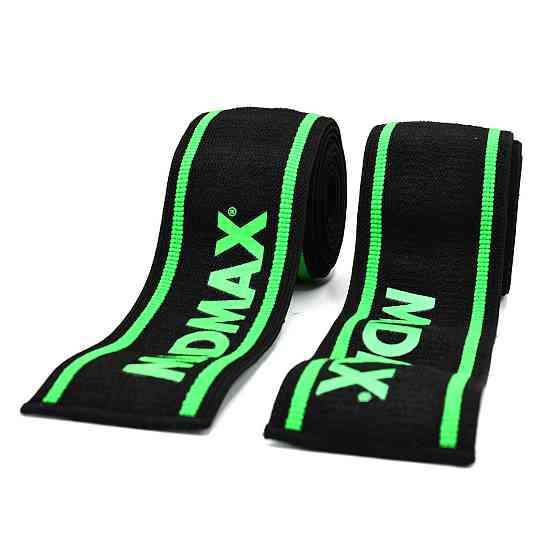 Бінті на коліна MadMax MFA-299 Non slide & slip knee wraps 2.0m Black/Green Кам'янське