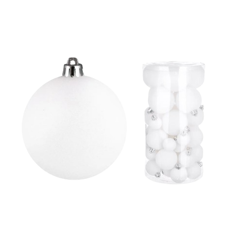 Набір ялинкових куль 40шт 6/5/4/3см білий глітер БОНА ДИ Житомир - изображение 1