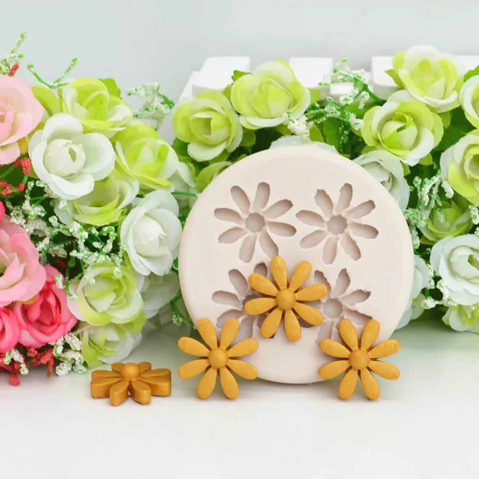 Молд силиконовый Ромашки 76 мм серый Киев - изображение 3