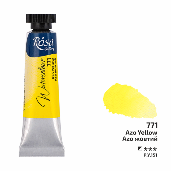 Фарба акварельна Azo жовтий (771) туба 10мл ROSA Gallery Київ