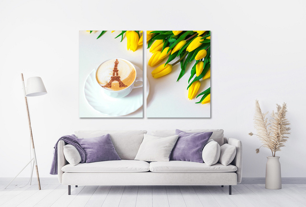 Модульная картина в гостиную / спальню  Жовті тюльпани  TLV-2_042 90x132 см Київ - фото 2