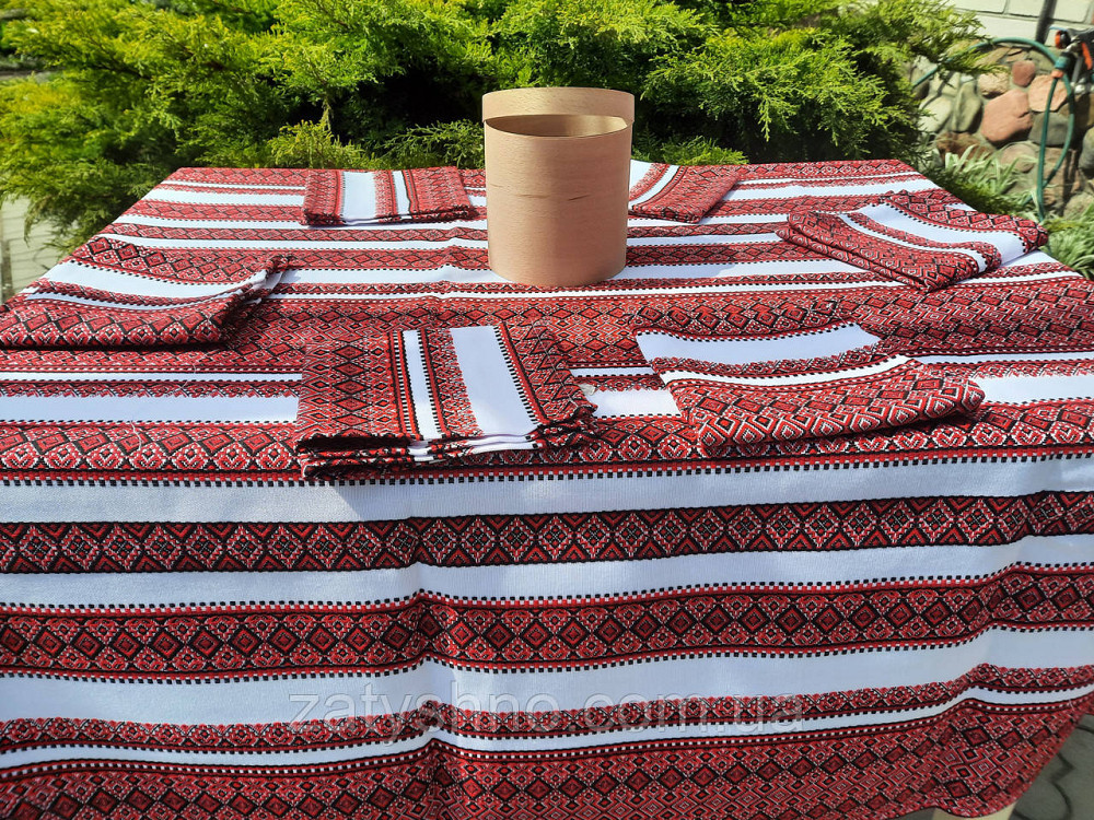 Вышитая скатерть красная с сетами Киев - изображение 6