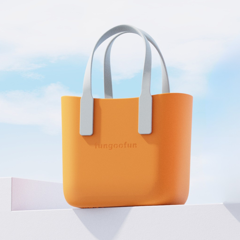 Сумка женская шопер силиконовая на плечо водонепроницаемая сумочка с подкладкой на молнии Fungoofun, оранжевая Каменец-Подольский - изображение 1