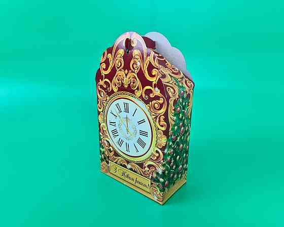 Праздничная упаковка  для новогодних подарков (700грм) Часы №225с (1 шт) Харьков