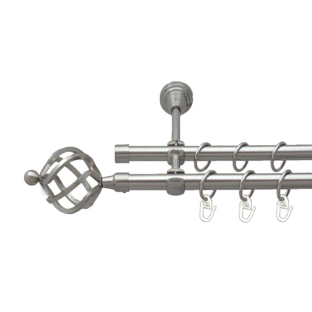 Карниз Orvit Ажур металевий дворядний відкритий гладка труба кільце металеве Нержавіюча Сталь 16\16 мм 240 см Львов - изображение 1