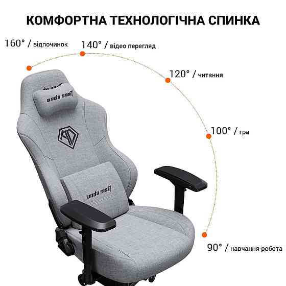 Крісло для геймерів Anda Seat Phantom 3 Pro Size L Dark Gray Linen Fabric (AD18YC-06-GB-F) ( 11090 ) Харків