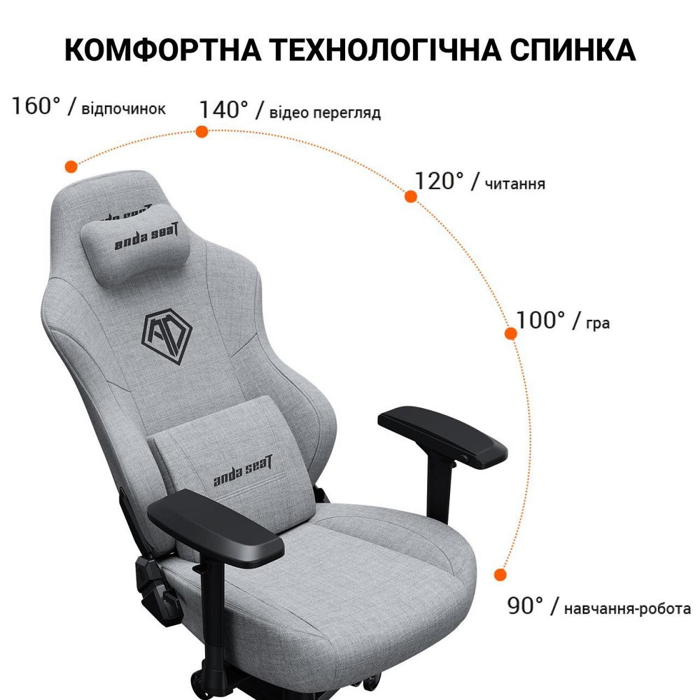 Крісло для геймерів Anda Seat Phantom 3 Pro Size L Dark Gray Linen Fabric (AD18YC-06-GB-F) ( 11090 ) Харьков - изображение 6