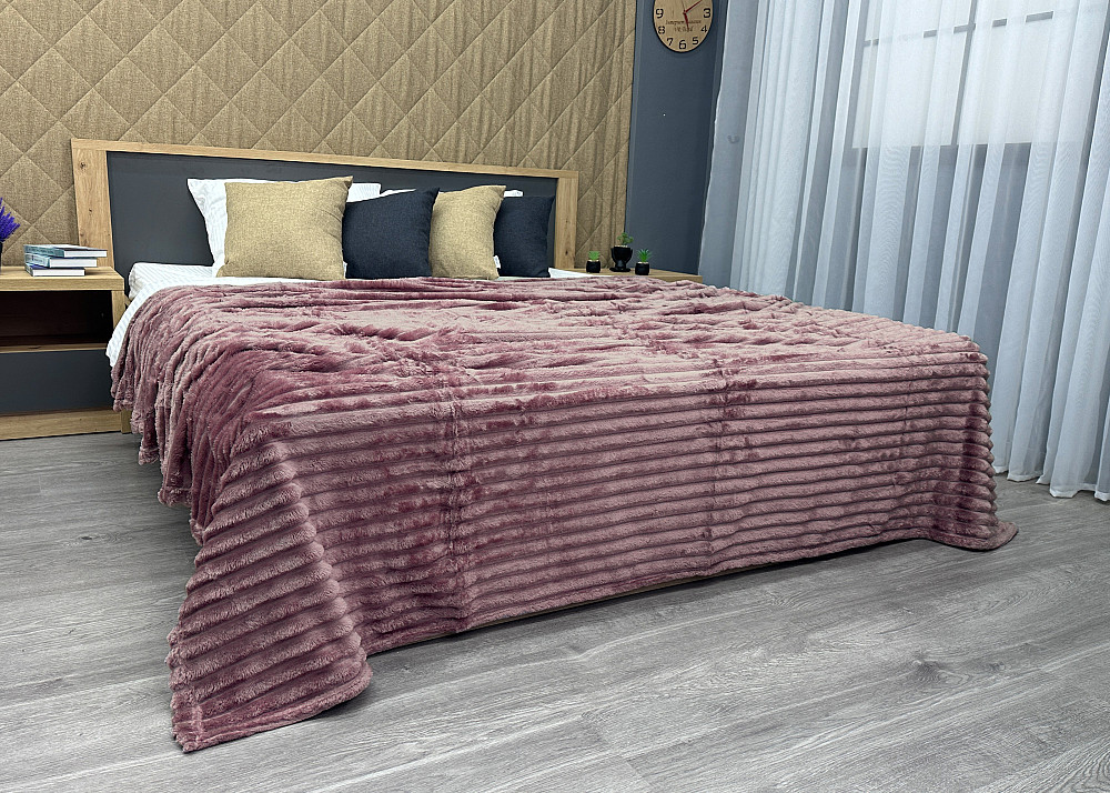 Плед-покривало смужка Шарпей 200х225 см (+-10см) Темно-пудровий (87-152) Київ - фото 6