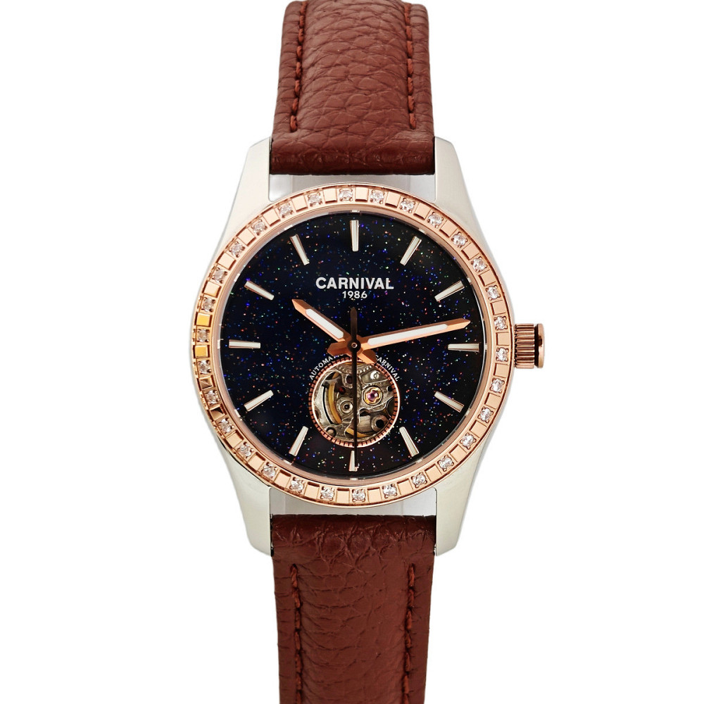 Годинник жіночий механічний Carnival Lady Elite Leather Classic (2 ремінці) Київ - фото 1