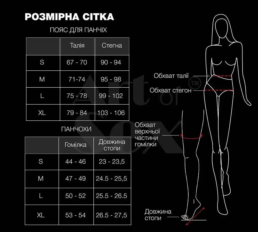 Комплект пояс та панчохи Art of Sex - Deily, колір чорний, розмір L Львов - изображение 4
