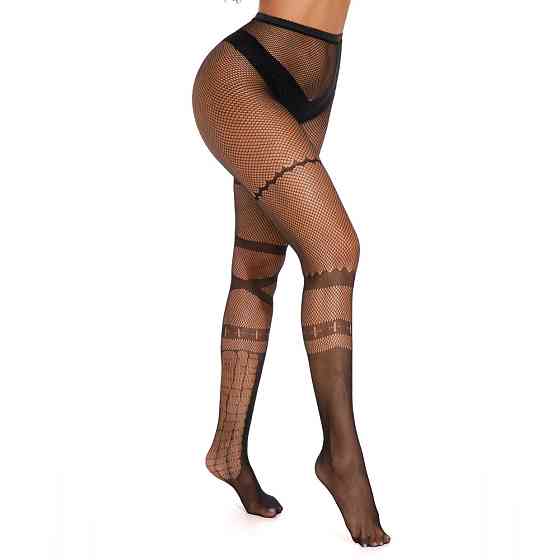 Колготки в сетку геометрические женские one size черный Киев