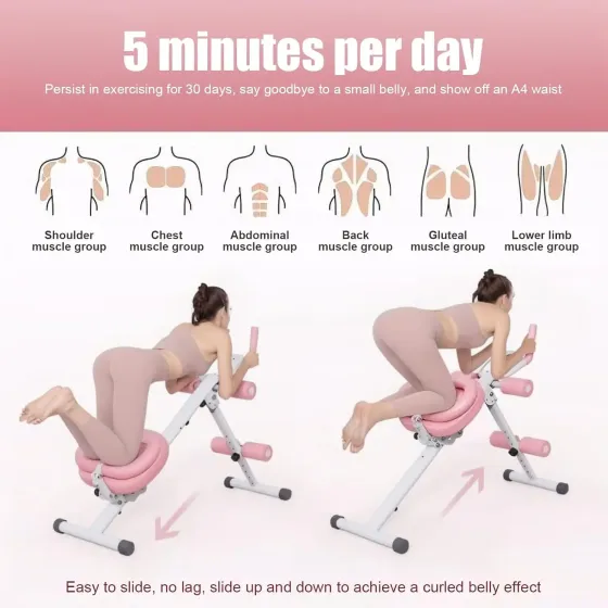 Тренажер напольный (myj) для пресса и ног, с резинками MM3000 Розовый Коломия