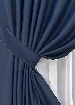 Комплект готових штор VR-Textil Блекаут Midnight № 1164ш Темно-синій 100х270 см 2 шт (31-0022) Київ