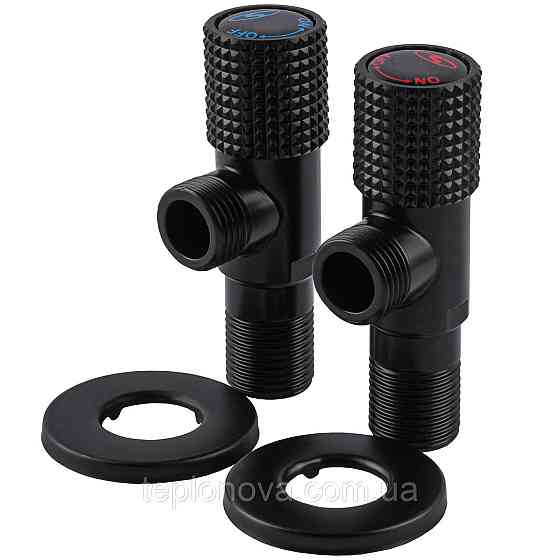 !!Набор кранов угловых  керамика SOLOMON EXCLUSIVE 1/2″X1/2″ 9889 BB (BLACK/BLACK) (комплект2шт.) Черновцы
