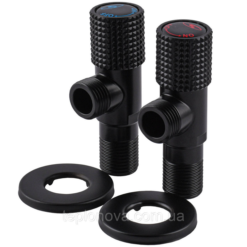 !!Набор кранов угловых  керамика SOLOMON EXCLUSIVE 1/2″X1/2″ 9889 BB (BLACK/BLACK) (комплект2шт.) Черновцы - изображение 1