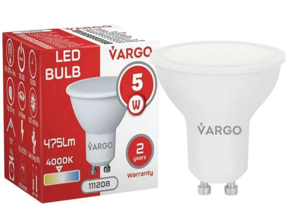 Лампа светодиодная 5W GU10 4000К 220V 50Hz V-111208 ТМ VARGO Киев - изображение 1