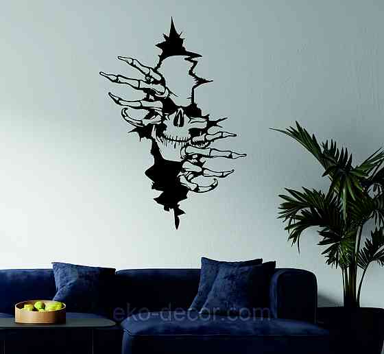 Декоративне настінне Панно «Скелет», Декор на стіну 90*62 см, Чорний Київ