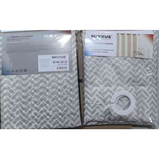 Шторка для ванной Mixxus SCT-005-180x180 из полиэстера со встроенными кольцами (Узор серый) (AC0646) Киев