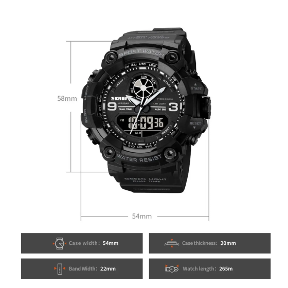 Чоловічий армійський наручний годинник Skmei 1818 Чорний Вінниця