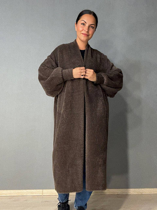 Кардиган жіночий Fancy Matinee 30740 ангора довгий з кишенями, коричневий, one size Київ - фото 11