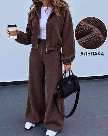 Жіночий повсякденний теплий костюм з альпаки Шоколадний, L-XL Одеса