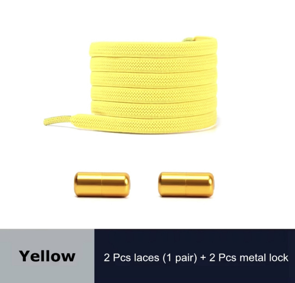 Шнурки еластичні без зав'язок з застібками в один колір Жовтий Сміла - фото 1