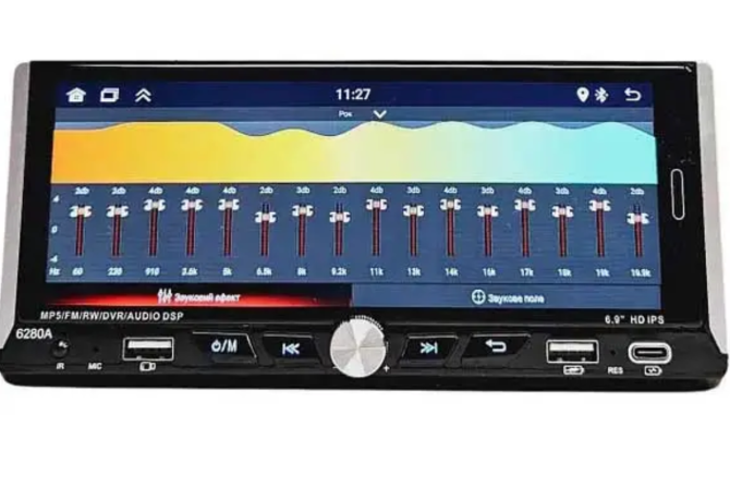 Автомагнитола ANDROID 1DIN 6280A 2+32GB с Carplay, GPS, Wi-Fi, Bluetooth, IPS 6.9