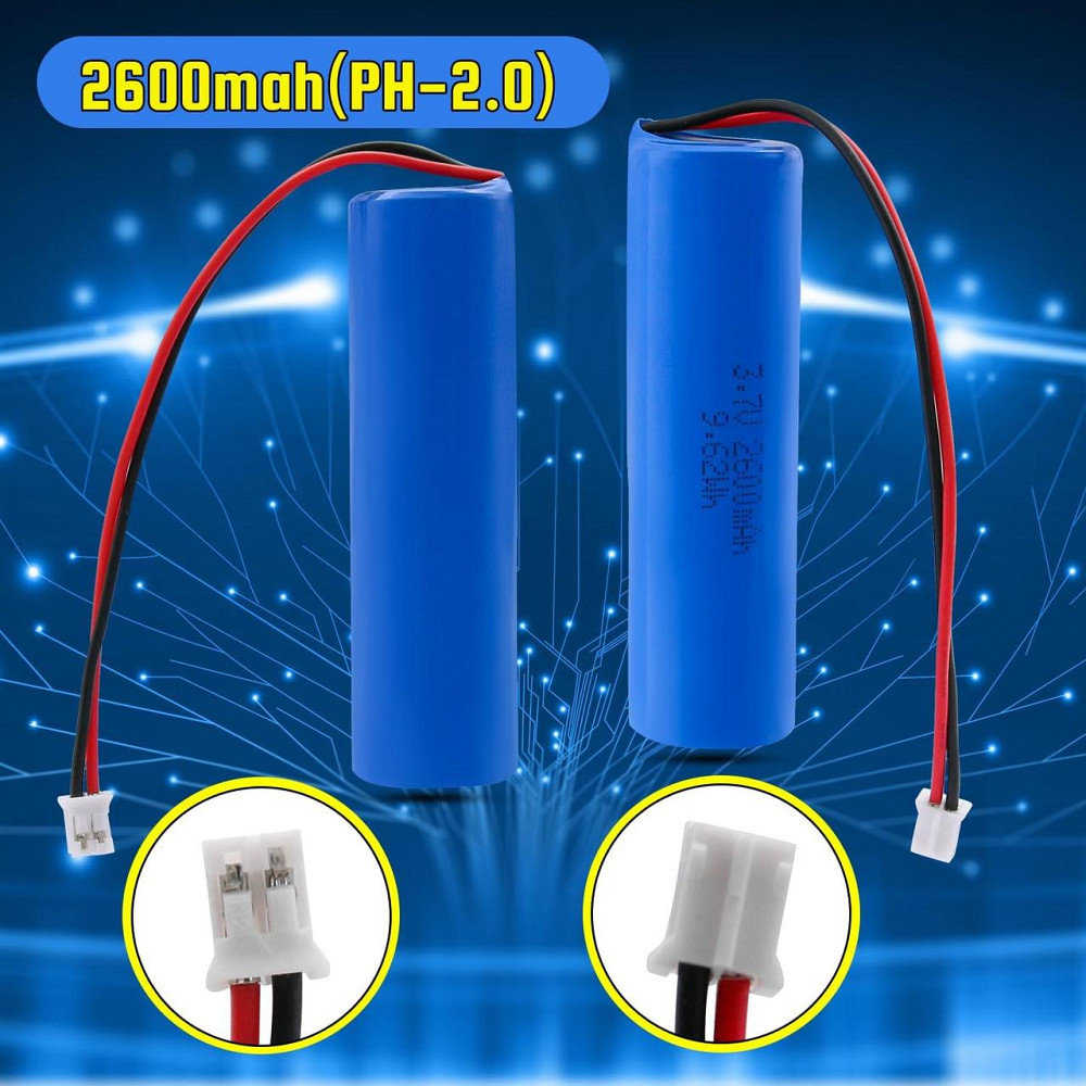 Акумулятор Li-ion 3.7V 2600mAh PH2.0/2P для ліхтарів, іграшок, Bluetooth, DIY електроніки Київ - фото 3