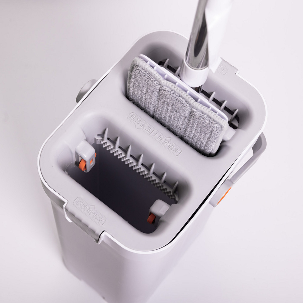 Household Набір для прибирання з плоскою шваброю та двосекційним відром з віджимом, насадка з м Коломия - фото 4