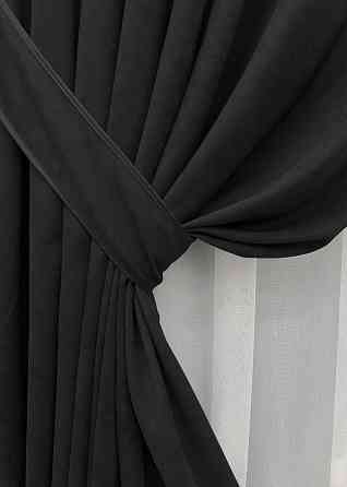 Комплект готовых штор VR-Textil Микровелюр Petek YL № 2017ш Черный 100х270 см 2 шт (31-0021) Киев