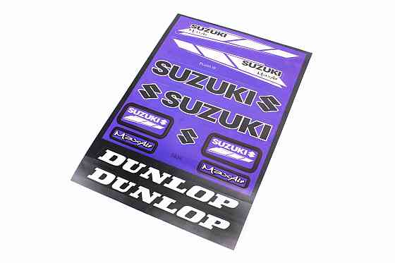 Наклейки на планшеті "Suzuki / Dunlop" сині набір 11шт 23х32, 5839B Бершадь
