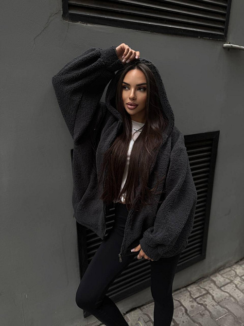 Жіночий повсякденне тепле хутряне хутро тенди Графіт Одеса - фото 3