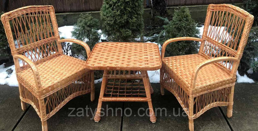 Меблі з лози з квадратним столом | меблі з лози на подарунок Київ - фото 2
