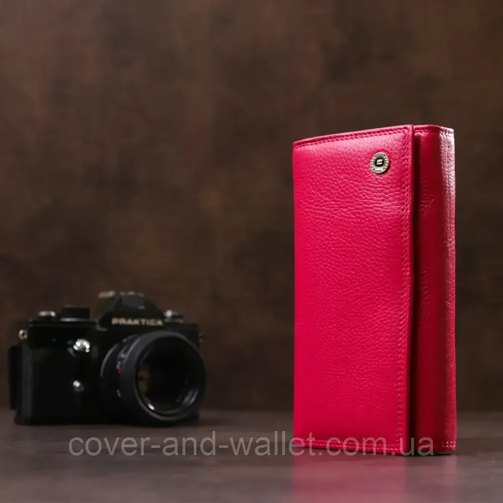 Удобный кожаный кошелек розового цвета с дополнительным блоком для карточек Boston Киев - изображение 6