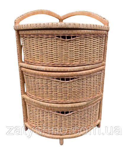 Кутовой комод плетеный из лозы  на 3 яруса натуральный Киев - изображение 1