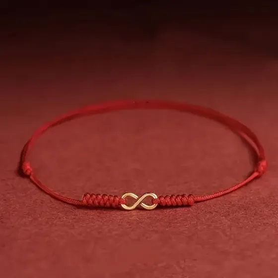 Красный браслет-оберег из шнура со знаком бесконечности, регулируемый Киев