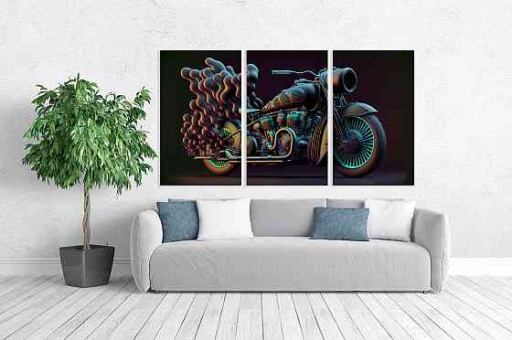 Модульна картина у вітальню/ спальню  Мотоцикл      ART-161_3A Київ