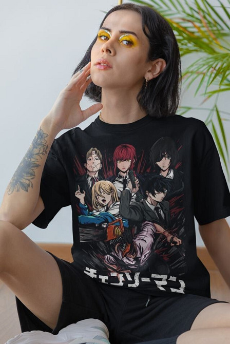 Футболка аниме Человек-бензопила оверсайз (S/M/L) Черний AnimeJ1078 Днепр - изображение 6