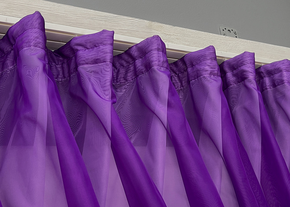Кухонні шторки VR-Textil № 060к "Дует" з підв'язками фіолетовий з білим 330х170 см (50-152) Київ - фото 6