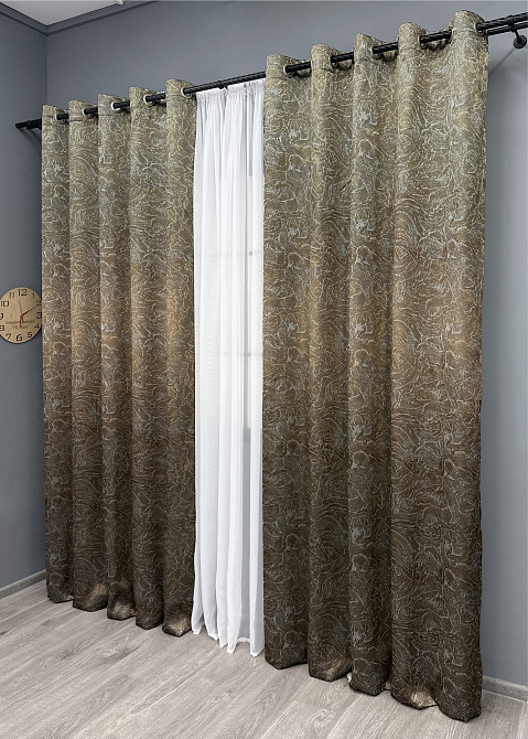 Комплект штор на люверсах VR-Textil Жаккард Fantasy № 1631ш Капучино 150х270 см 2 шт (37-0185) Киев - изображение 4