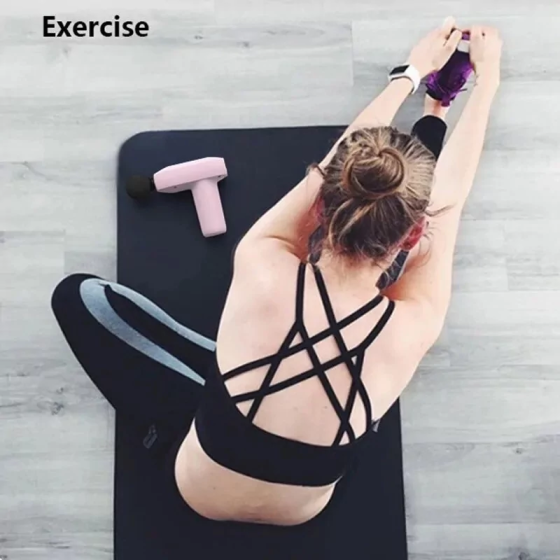 Перкусійний масажний міні пістолет Fascial Gun YJ03 (8 насадок) Рожевий Київ