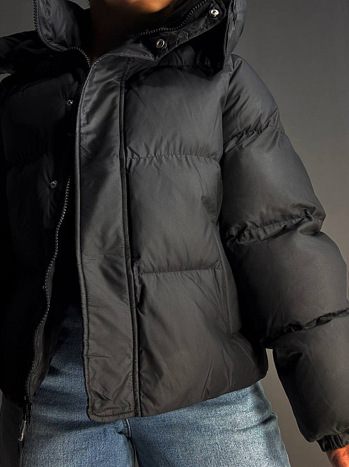 Куртка женская Lady Yep 10005 дутая пуффер с капюшоном черная, черный, 44 Киев - изображение 17