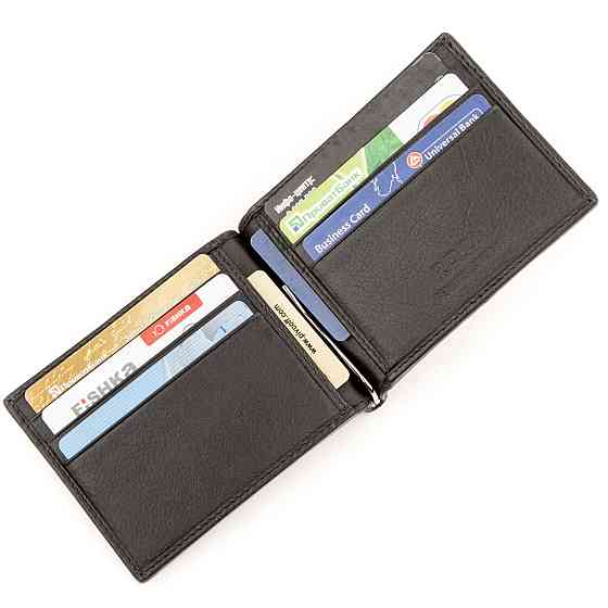 Затискач для грошей STINGRAY LEATHER 18293 з натуральної шкіри морського ската Чорний Київ