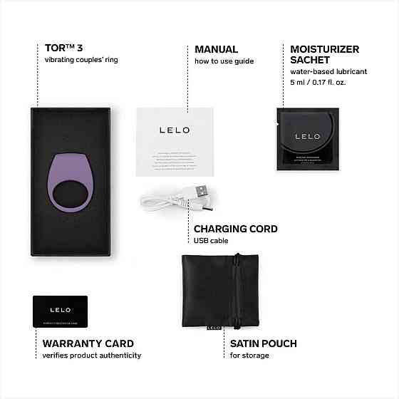 Ерекційне кільце з вібрацією LELO Tor 3 Violet Dusk, керування зі смартфона Sex Aura Київ